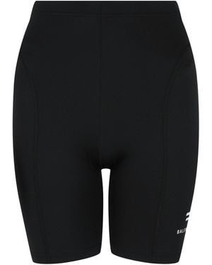 Balenciaga Logo Print Athletic Cycling Shorts - Black