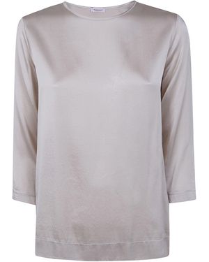Rossopuro 3/4 Sleeve Silk Blouse - Gray