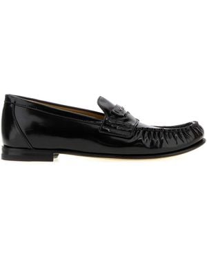 Fendi Leather Scrunch Loafers - Black