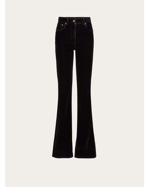 Ferragamo Flared Cotton Pants - Black