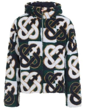 CASABLANCA Monogram-Pattern Fleece Jacket - White