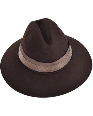 Brunello Cucinelli Monili Bead Lined Fedora Hat - Brown
