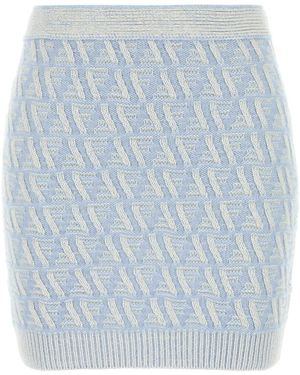 Fendi Embroidered Silk Blend Mini Skirt - Blue