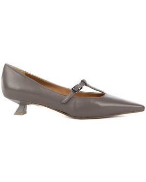 Chantal Decollette With Strap, Leather With Heel - White