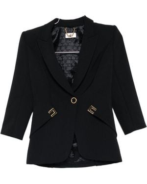 Elisabetta Franchi Single-Breasted Blazer Jacket - Black