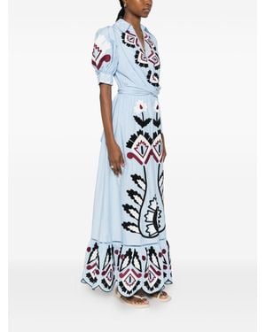 FARM Rio Vestido Mc Celeste Bordado Negro Granate - White
