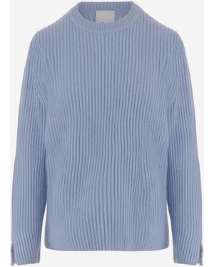 Allude Wool And Cashmere Ribbed Sweater - Blue