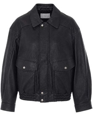 DUNST Oversized Leather Jacket - Black