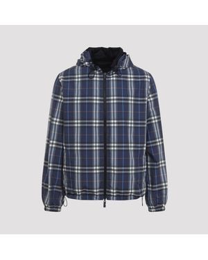 Burberry Check Newport Reversible Hooded Jacket - Blue