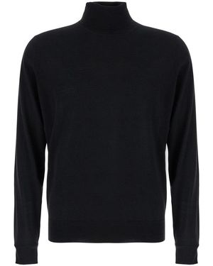Plain Turtleneck Sweater - Blue