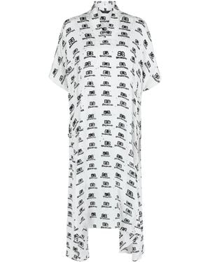 Balenciaga Hand Drawn Bb Icon Oversized Dress - White