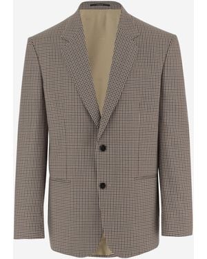 Gucci Jacket Single-Breasted Wool Checked - Gray