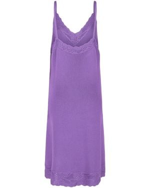 Balenciaga Lace-Knit Slip Dress - Purple