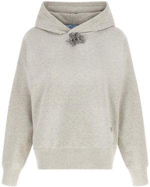 Prada Sweatshirt With Jewel Pin - Gray