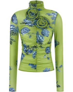Magda Butrym 15' Slim Fit Floral Print Top - Green