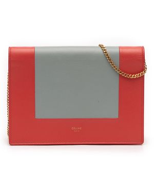 Celine Leather Frame Wallet On Chain - Red