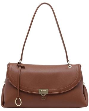 Ferragamo Gancini Logo Shoulder Bag - Brown