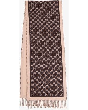 Gucci Gg Wool Scarf - Brown
