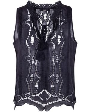 Seventy Raime Embroidered Top - Blue