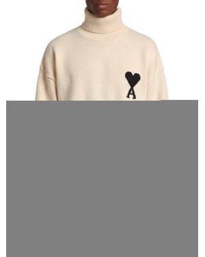 Ami Paris Ami De Coeur Turtleneck Sweater - Gray