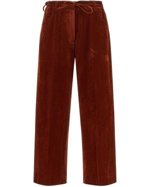 Nude Velvet Pants - Red
