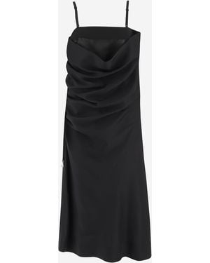 Carven Silk Lingerie Dress With Draping - Black