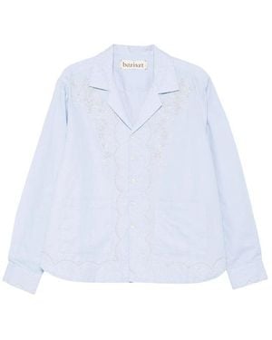 BAZISZT Shirt With Floral Embroidery - White