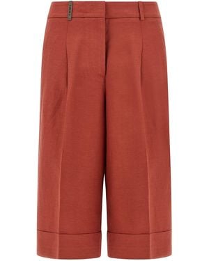 Peserico Linen Viscose Bermuda Shorts - Red
