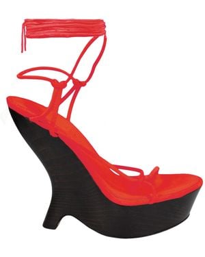 Ferragamo Frida Platform Wedge Sandals - Red