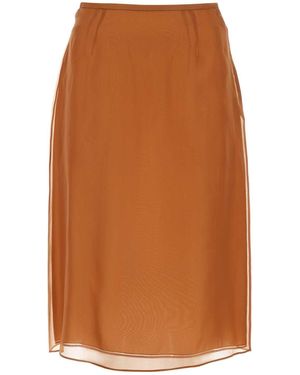 Prada Copper Organza See-Through Skirt - Brown
