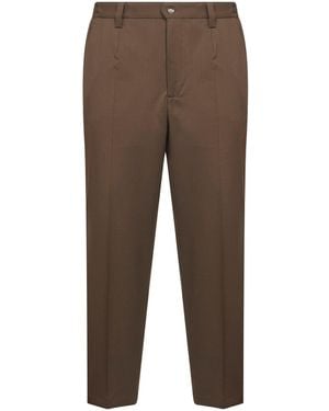 D 40 Biscuit Wool Blend Twill Portofino Pants - Brown