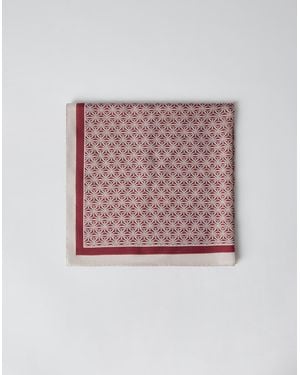 Brunello Cucinelli Burgundy Patterned Silk Scarf - Pink