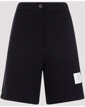 Thom Browne Chic High-Waisted Virgin Wool Shorts - Black