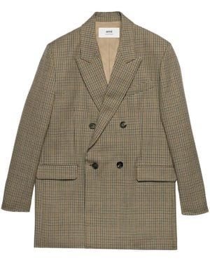 Ami Paris Virgin Wool Blazer With Pied De Poule Motif - Multicolor
