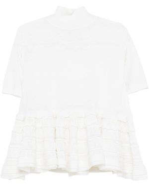 Alaïa Top Mc Natural Stitch With Ruffle - White