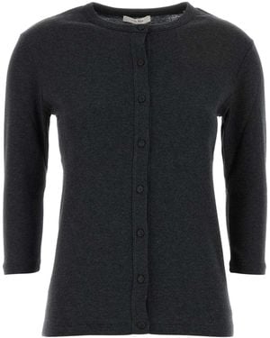 The Row Charcoal Cotton Blend Alena Cardigan - Black