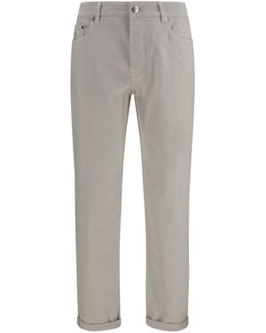 Brunello Cucinelli Jeans With Turn-Up Hem - Gray