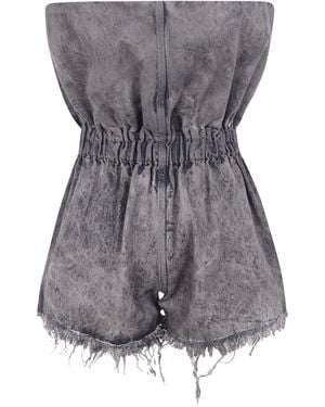 Rick Owens Denim Crater Shorts - Gray
