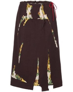 Prada Gabardine Midi Skirt - Purple