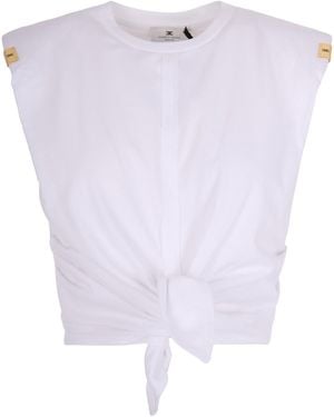 Elisabetta Franchi Jersey T-Shirt With Knot - White