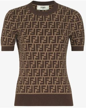 Fendi Ff Knitted Top - Brown