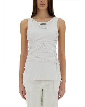 Moschino Tank Top With Laces - Gray