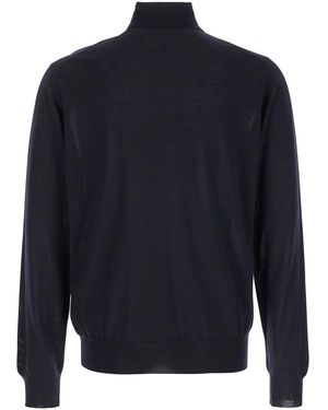 Plain Wool Turtleneck Sweater For - Blue