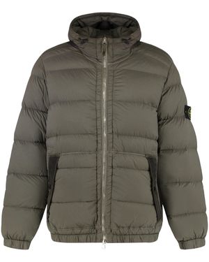 Stone Island Hooded Short Down Jacket - Green