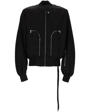 Rick Owens Cropped Jacket With High Collar - Black