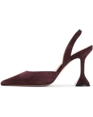 AMINA MUADDI Merlot Holli Suede Slingback - Brown