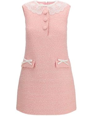 Self-Portrait Dress Bouclé Mini - Pink