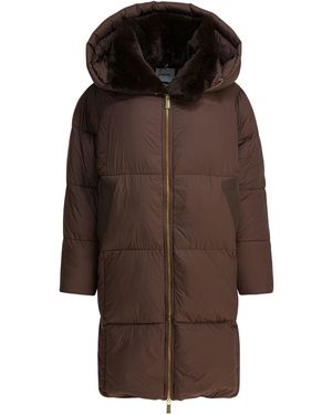 Max&Moi Long Down Jacket With Over Hood - Brown