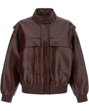 Twinset Leather Effect Bomber Jacket - Brown