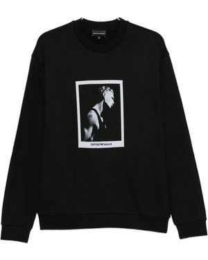 Emporio Armani Printed Cotton Sweatshirt - Black